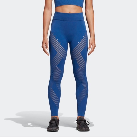 Adidas Blue Warpknit Tights - Picture 2 of 8